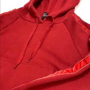 Red Crop Velour Hoodie